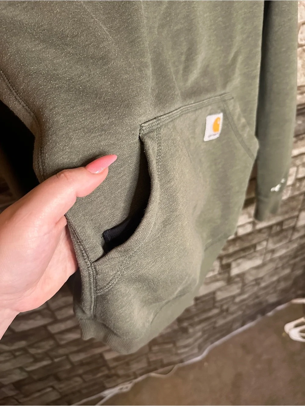 Carhartt Unisex Olive Green Quarter-Zip Sweatshirt Size Small